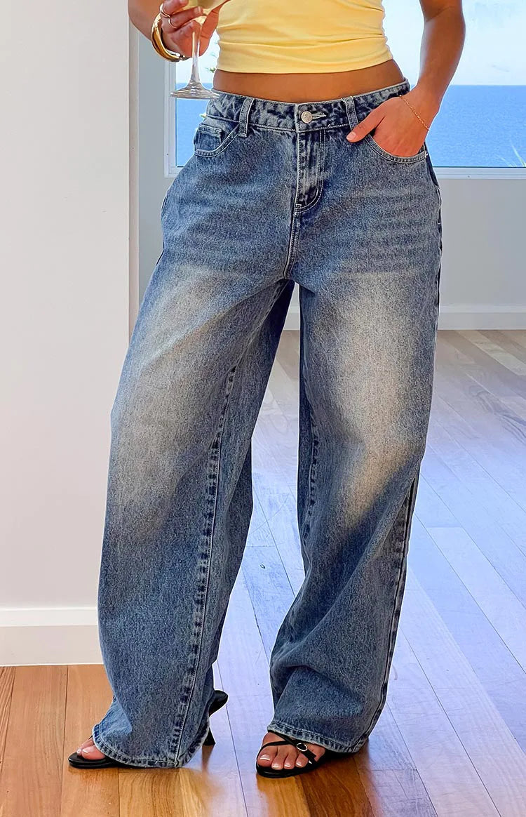 Heart Back Pocket Wide-Leg Jeans