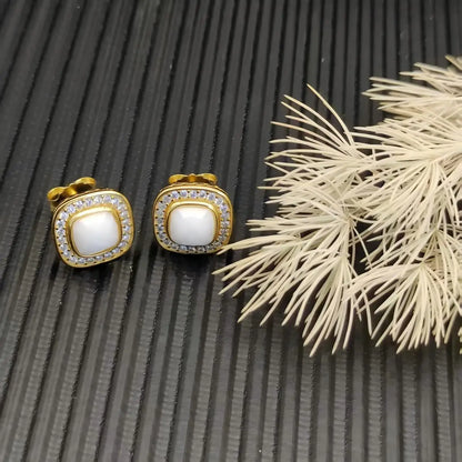 2025 New High-Quality Square Diamond Necklace and Earrings Set