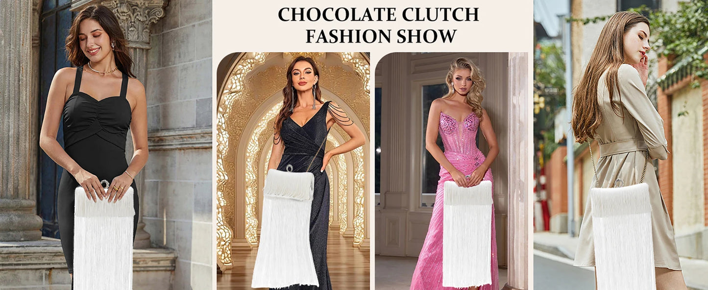 Evening Bag for Women Long Tassel Design Clutch Purses For Wedding Cocktail Prom