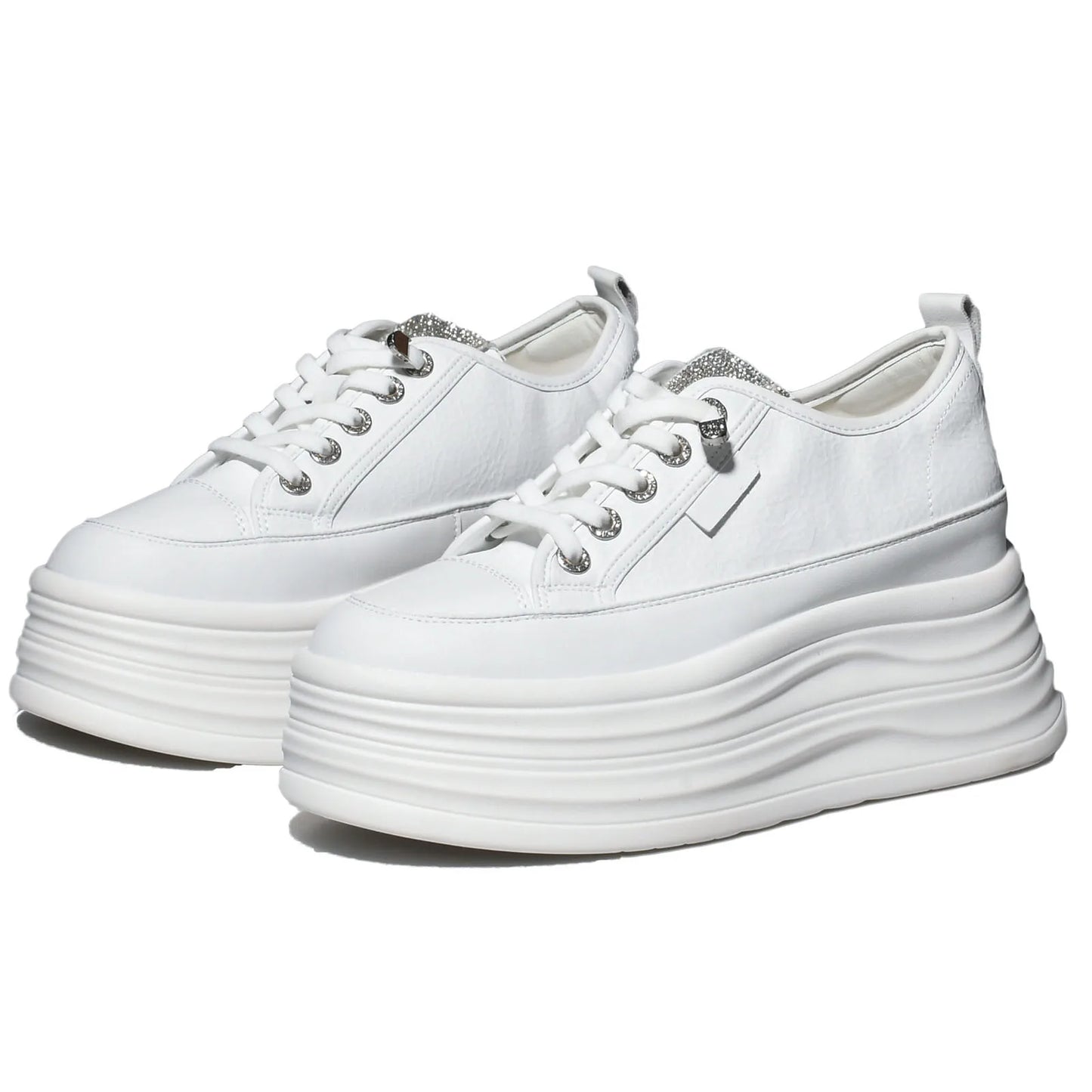 Koznoy 9cm 3-inch Wedge Heel Sneakers Microfiber Leather
