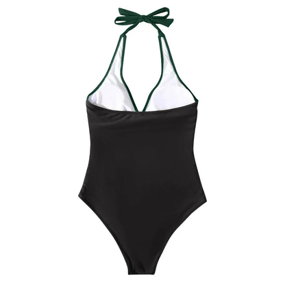 Tummy Control Swimsuit Cross Front Striped One Piece