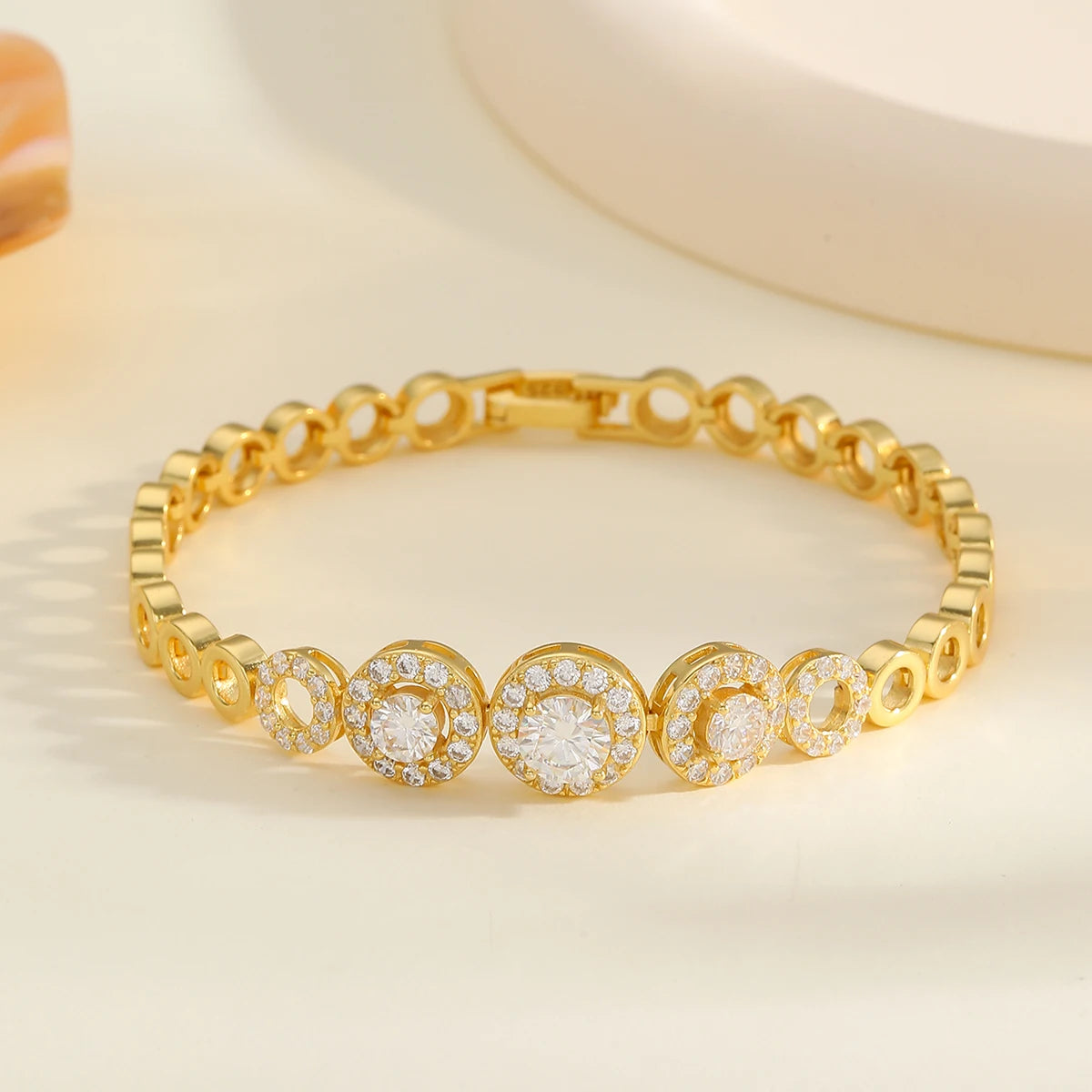 S925 Silver Moissanite Bracelet Full Pave Circular Design Fine Jewelry