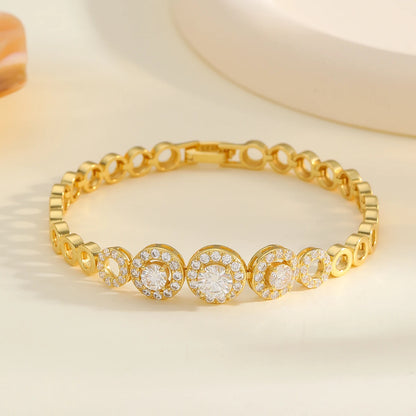 S925 Silver Moissanite Bracelet Full Pave Circular Design Fine Jewelry