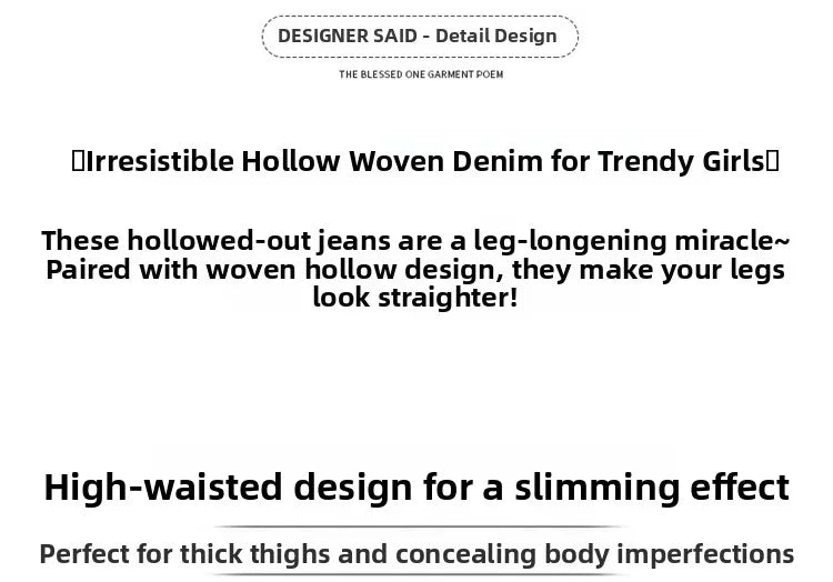 Hollow Wide Leg Jeans Casual Design Slimming High Waist