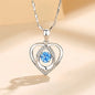 925 Sterling Silver Heart Shaped Necklace Bracelet Set Blue Crystal Bracelets