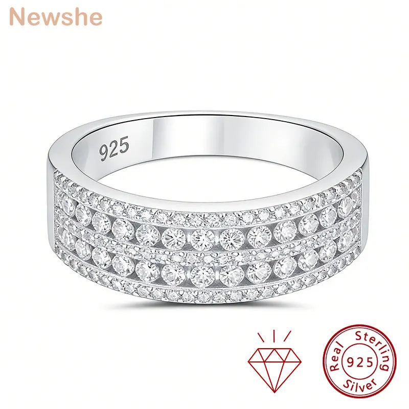 Newsha Certified Moissanite Wedding Band for Women 925 Sterling Silver