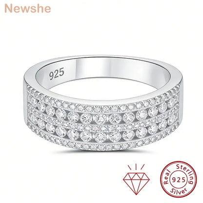 Newsha Certified Moissanite Wedding Band for Women 925 Sterling Silver