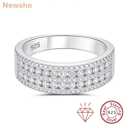 Newsha Certified Moissanite Wedding Band for Women 925 Sterling Silver