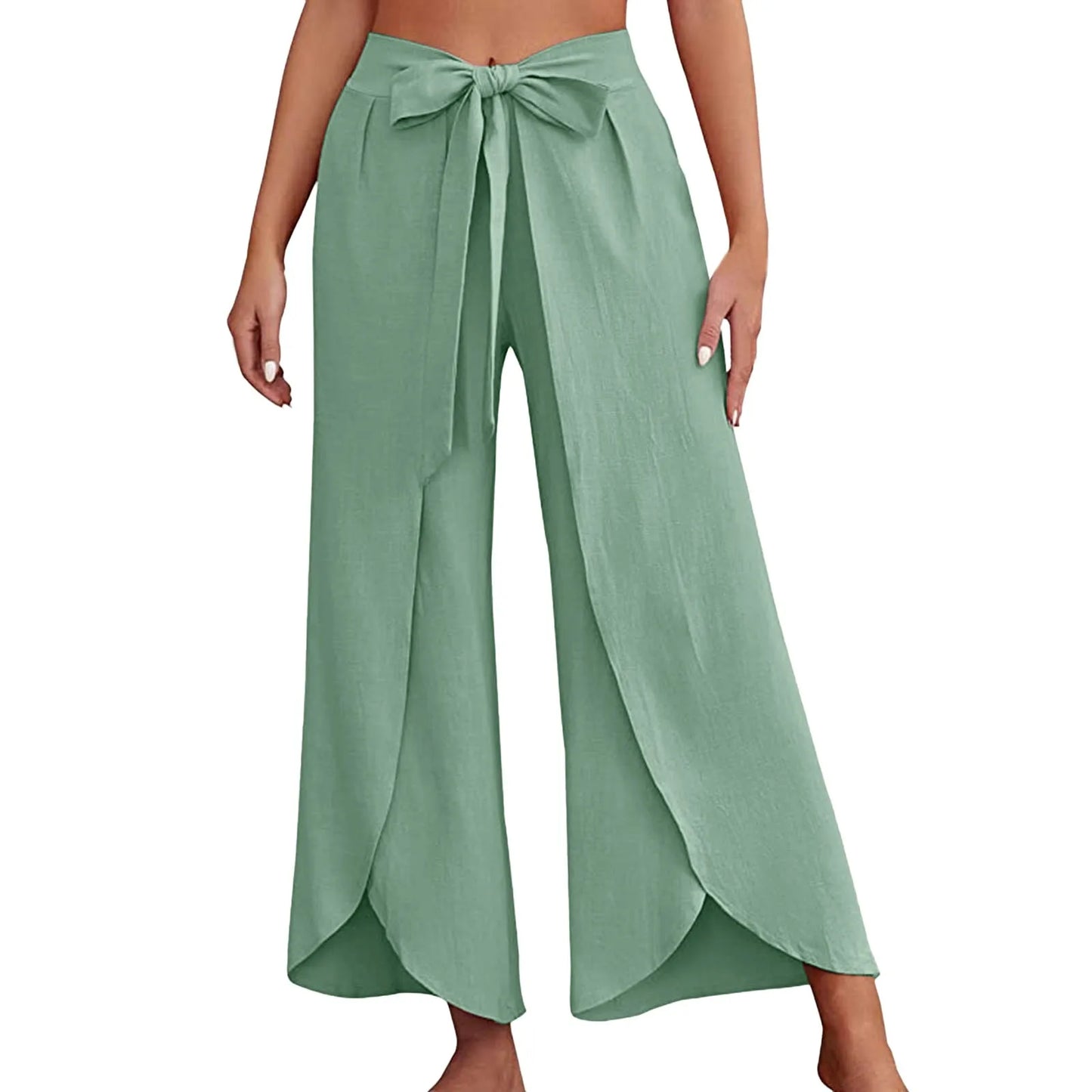 Womens Linen Wide Leg Flowy Bootcut Pants