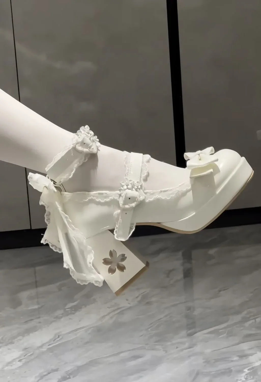 Lovely Girls Lolita Butterfly Knot High Heels Platform