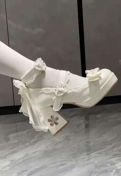 Lovely Girls Lolita Butterfly Knot High Heels Platform