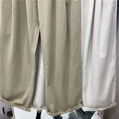 Khaki Color Women's High Waist Straight Leg Jeans Pear Shape Body Slimming Harlan Wide Leg Pant