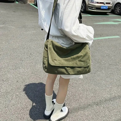 Messenger Bag, Vintage Canvas Teenager Shoulder Tote