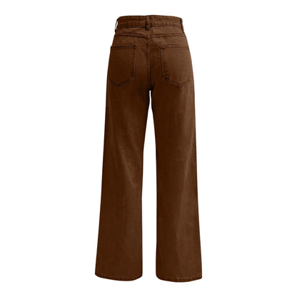 Ladies' High Waisted Straight Leg Pants Loose Casual