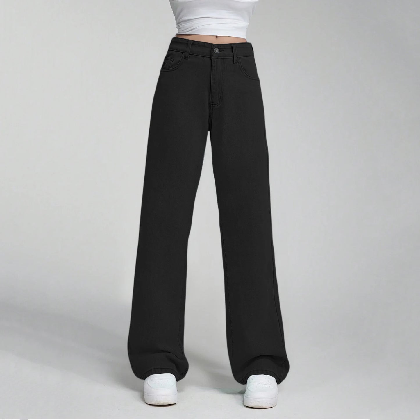Ladies' High Waisted Straight Leg Pants Loose Casual