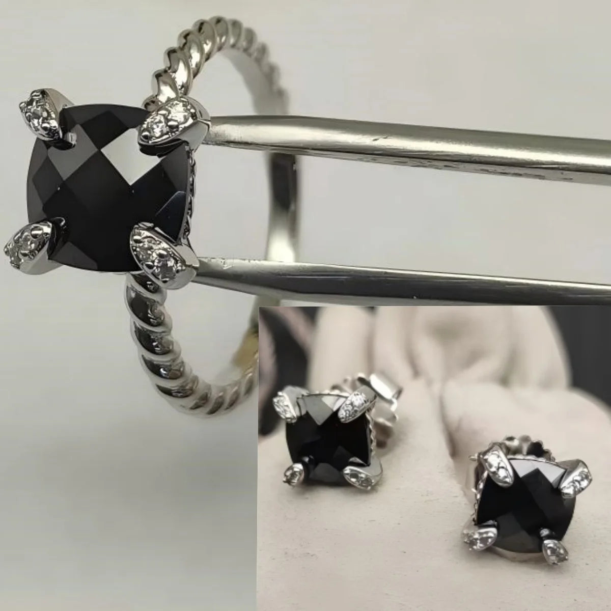 2025 New High-Quality Silver and Gold Color Set with 8mm Colorful Main Stone