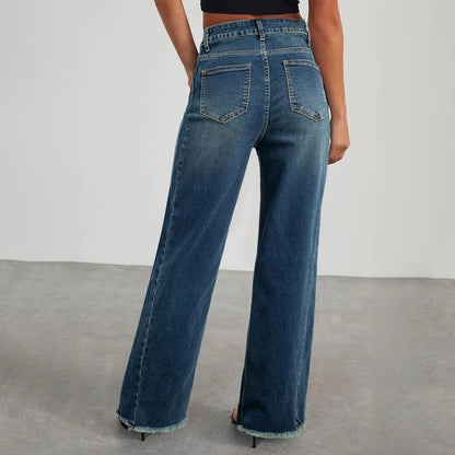 Retro High Waist Straight Leg Jeans