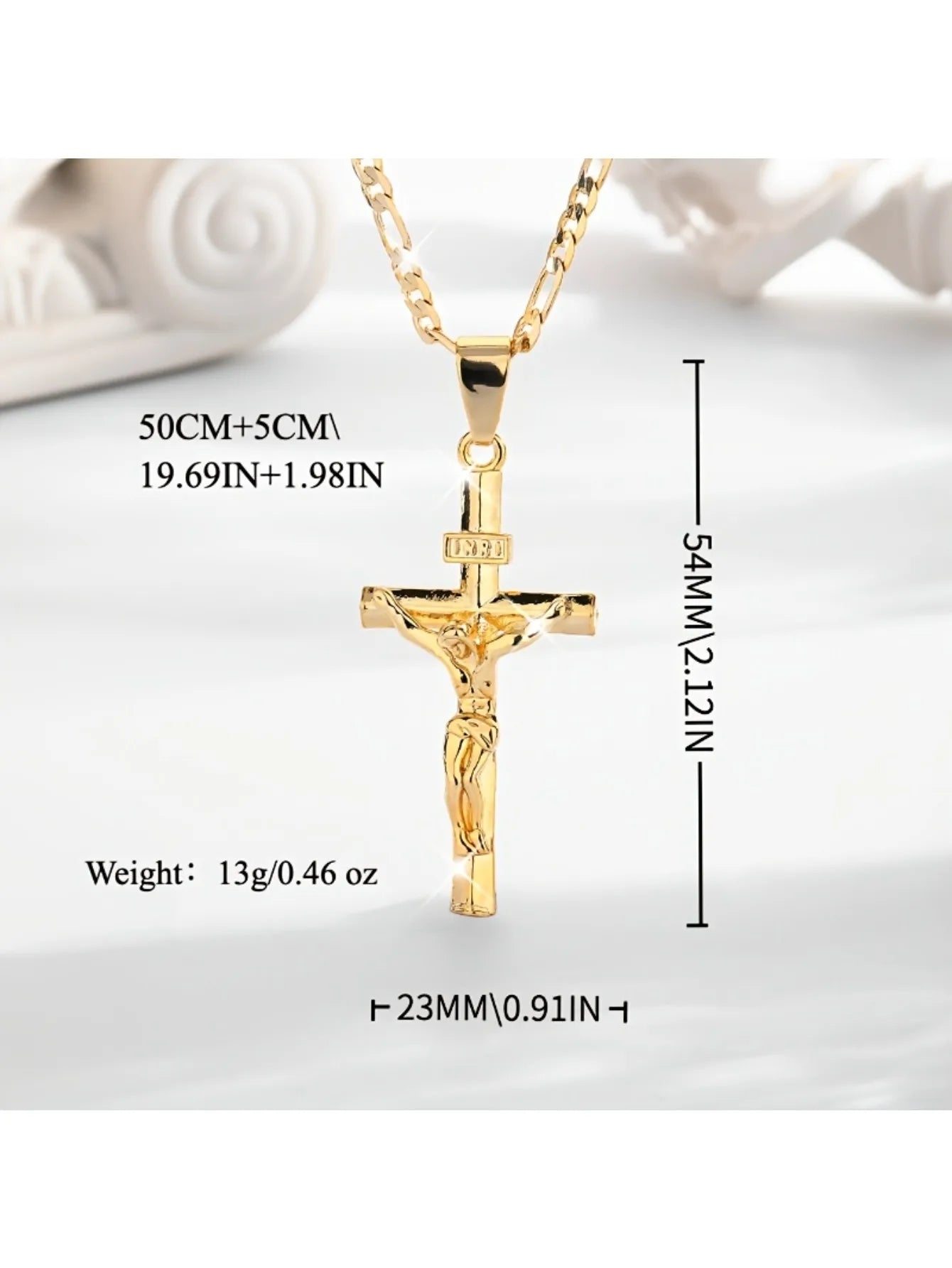 Cross Pendant Necklace Plated 14k Gold