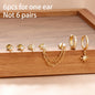 6PCS Fashion Cute Zircon Flower Ear Stud 18K Gold Plated Star Ear Stud Earrings