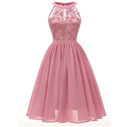 Women's Evening Dress Sexy Lace Chiffon Evening Gowns Ladies Sleeveless Robe Elegant Solid Cocktail Party Dresses Vestidos