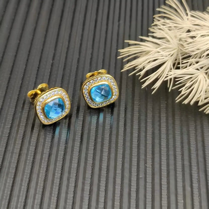 2025 New High-Quality Square Diamond Necklace and Earrings Set