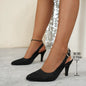 Vintage Green Knitted Slingback Sandal. Pointed Toe Breathable Net Dress Pumps