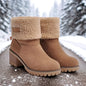 Winter Faux Fur Snow Boots For Women Platform Block Chunky Heels Pull On