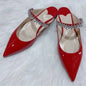 2025 New Fashionable Fine Heeled Muller Shoes with Pointed Water Diamond Chain Banquet