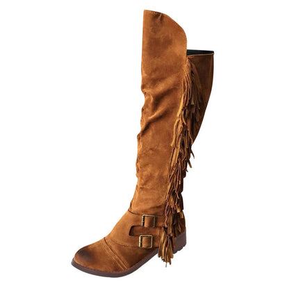 Women's Fringe Vintage Knee high Boot with Tassel