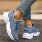 Fashion Knitted Sneakers for Women Mesh Breathable Lace-up Casual Sports Shoes