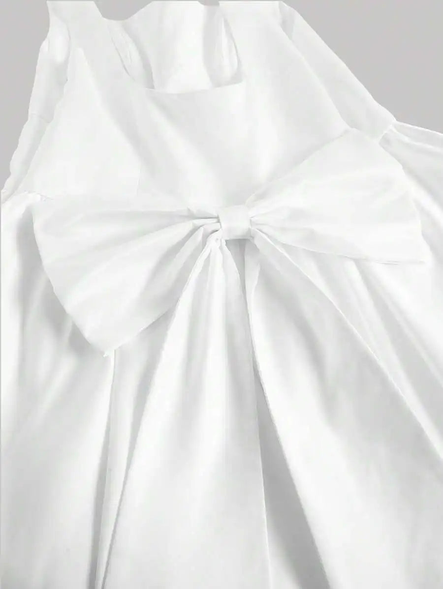 White Corset Mini Dress with Bow Detail,