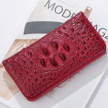 Fashion Women Crocodile Leather Wallet Large Capacity Credit Cards Holder Organizer Phone Clutch