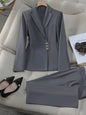 Solid color commuting simple office suit jacket pants suit