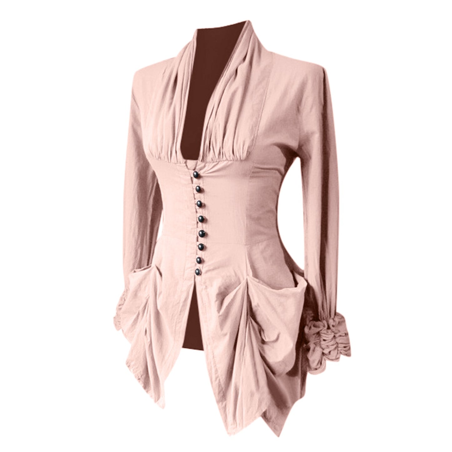 Gothic Shirt Medieval Stand Collar Ruffles Shirts