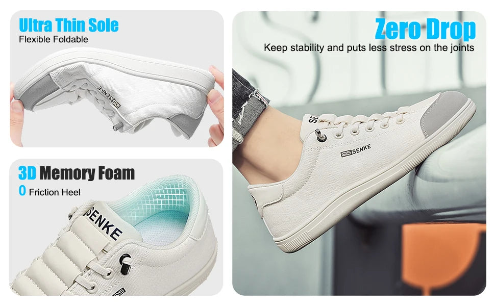 Womens Wide Toe Box Shoes Casual Comfortable Barefoot Slip On Loafers Zero Drop Leather Canvas