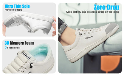 Womens Wide Toe Box Shoes Casual Comfortable Barefoot Slip On Loafers Zero Drop Leather Canvas