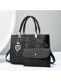 White Croc-Embossed Top Handle Handbag with Detachable Wallet