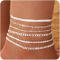 6PCS Ankle Bracelets for Women 14K Gold-plated  Anklets Stainless Steel