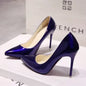 Nude Pumps Patent Leather Sexy Pointed Toe Thin Heel