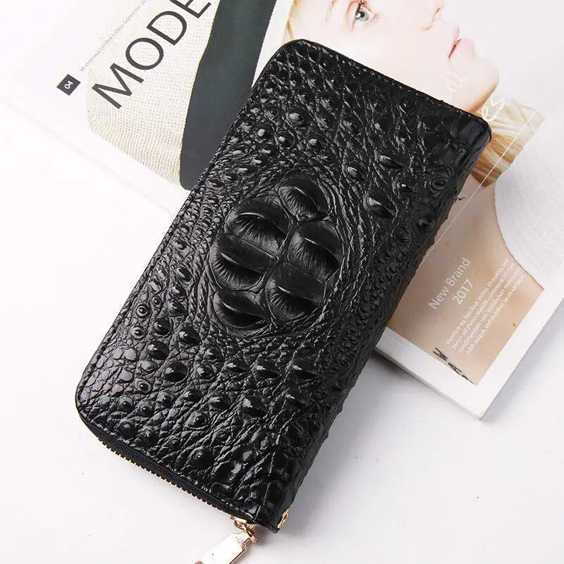 Fashion Women Crocodile Leather Wallet Large Capacity Credit Cards Holder Organizer Phone Clutch
