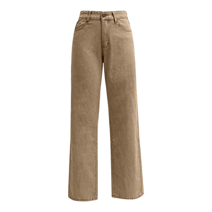 Ladies' High Waisted Straight Leg Pants Loose Casual