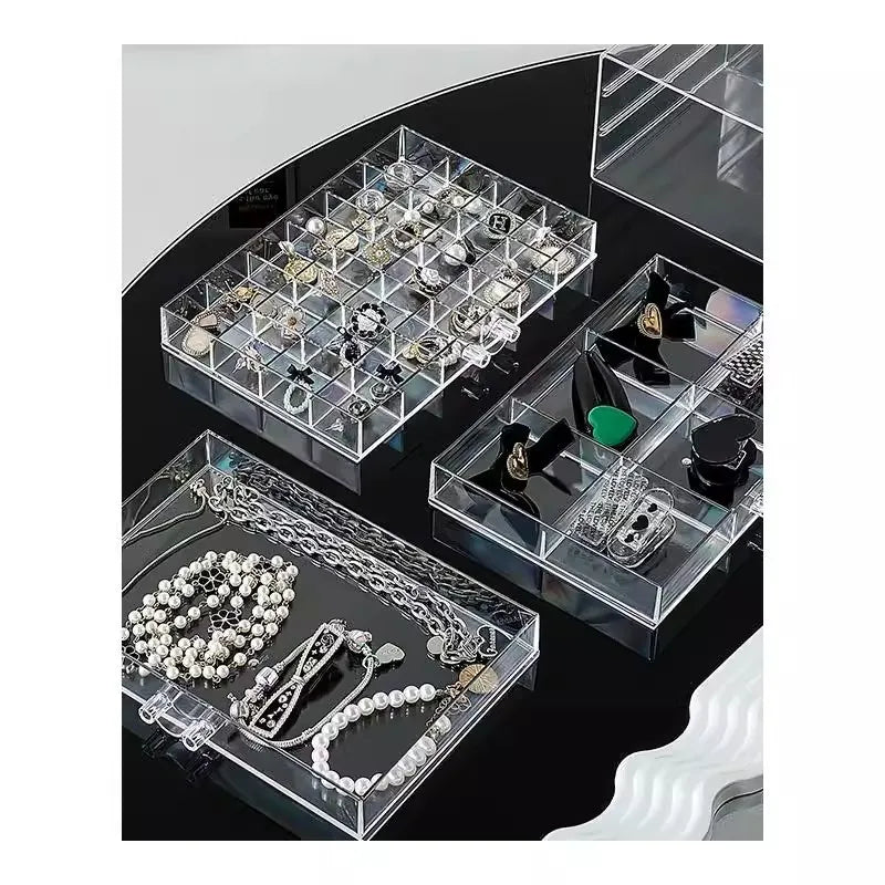 Large Capacity Multi-Layer Desktop Drawer Style Jewelry Box Earring Ring