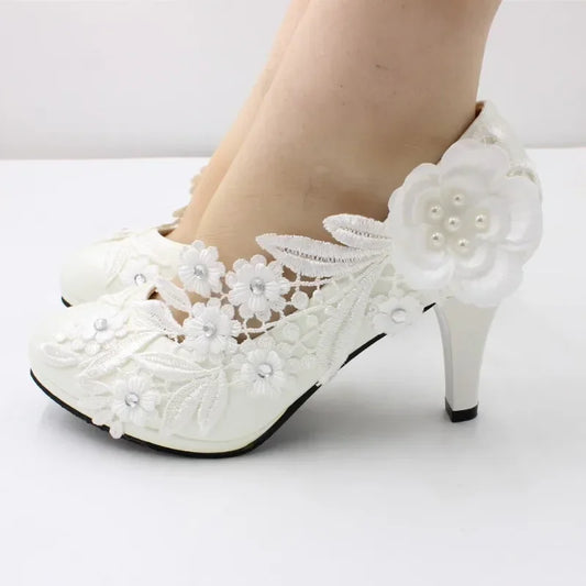 White Flower Pumps New Arrival Women's Shoes