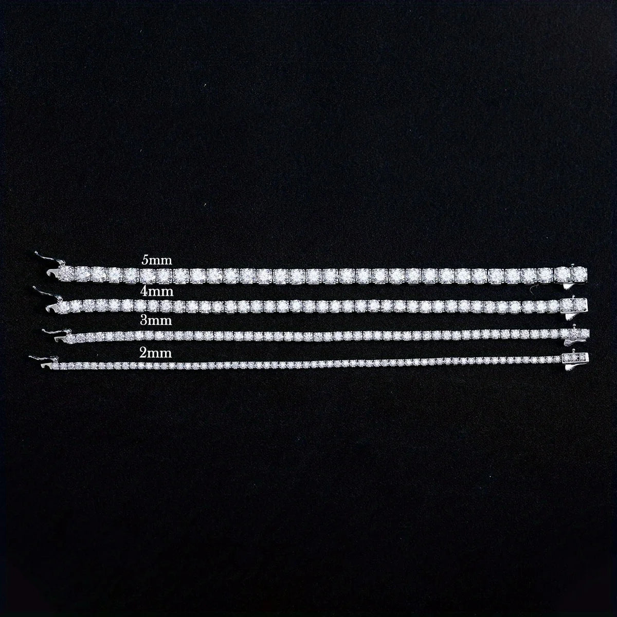 S925 Sterling Silvery Tennis Bracelet 2/ 3/ 4/ 5mm Moissanite