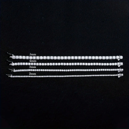 S925 Sterling Silvery Tennis Bracelet 2/ 3/ 4/ 5mm Moissanite