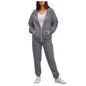 Women Long Sleeve Solid Color Hooded Sweatshirt and Pant