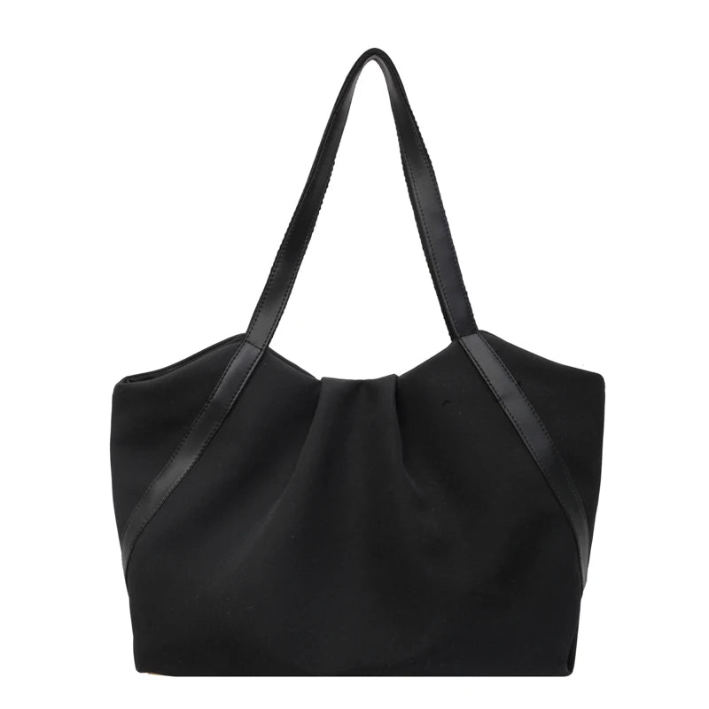 Women Work Tote Handbag Large Capacity Canvas Handheld Bag Contrast Color.