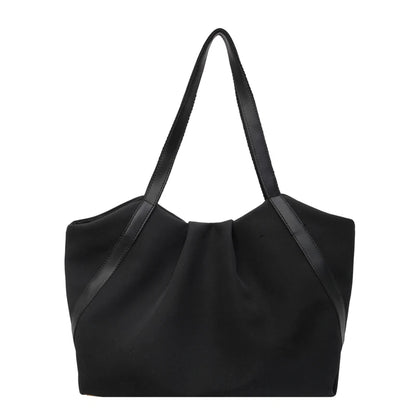 Women Work Tote Handbag Large Capacity Canvas Handheld Bag Contrast Color.
