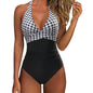 Tummy Control Swimsuit Cross Front Striped One Piece