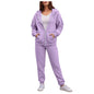 Women Long Sleeve Solid Color Hooded Sweatshirt and Pant